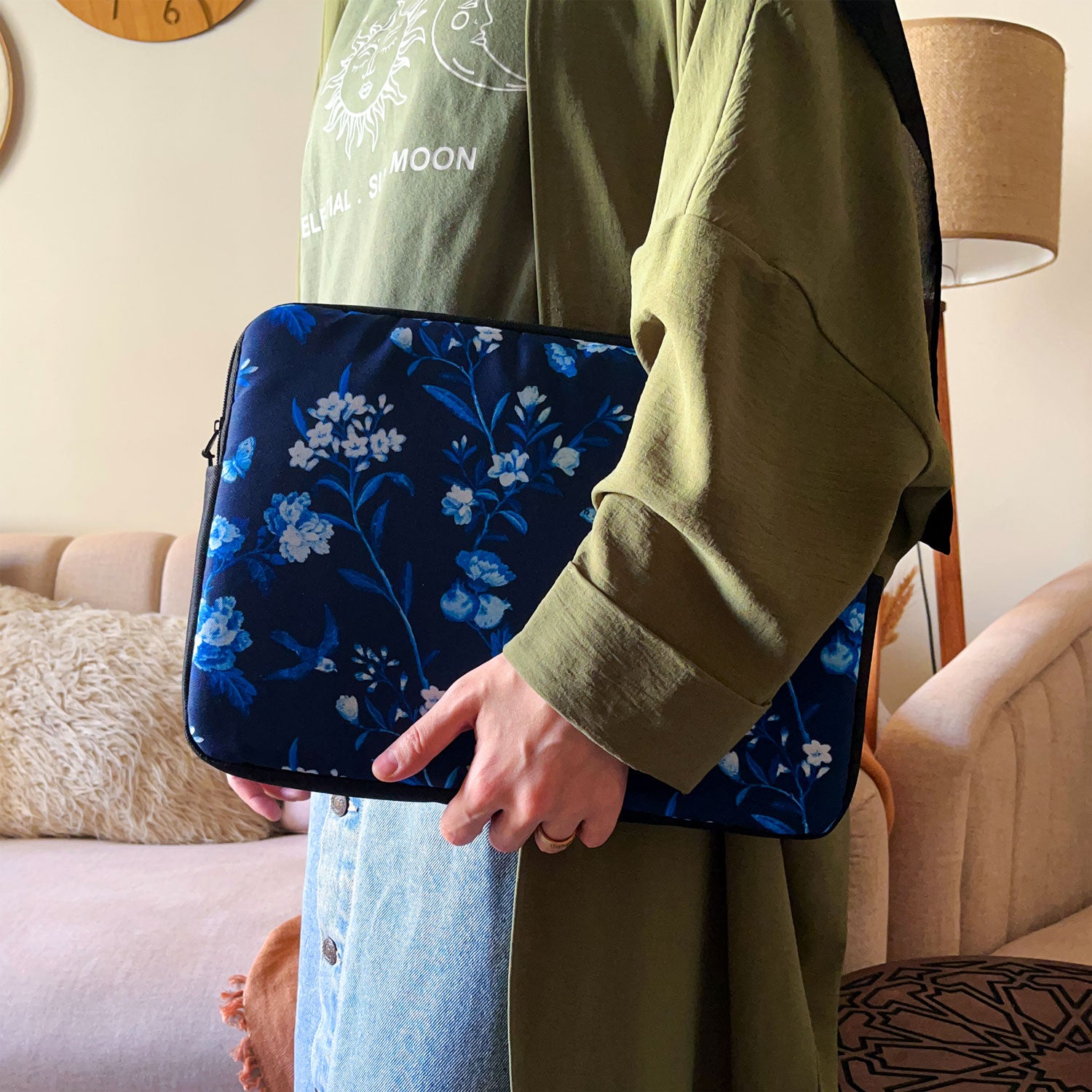 Dibajraph Laptop Sleeve – Dark Petal Elegance | Blank Design