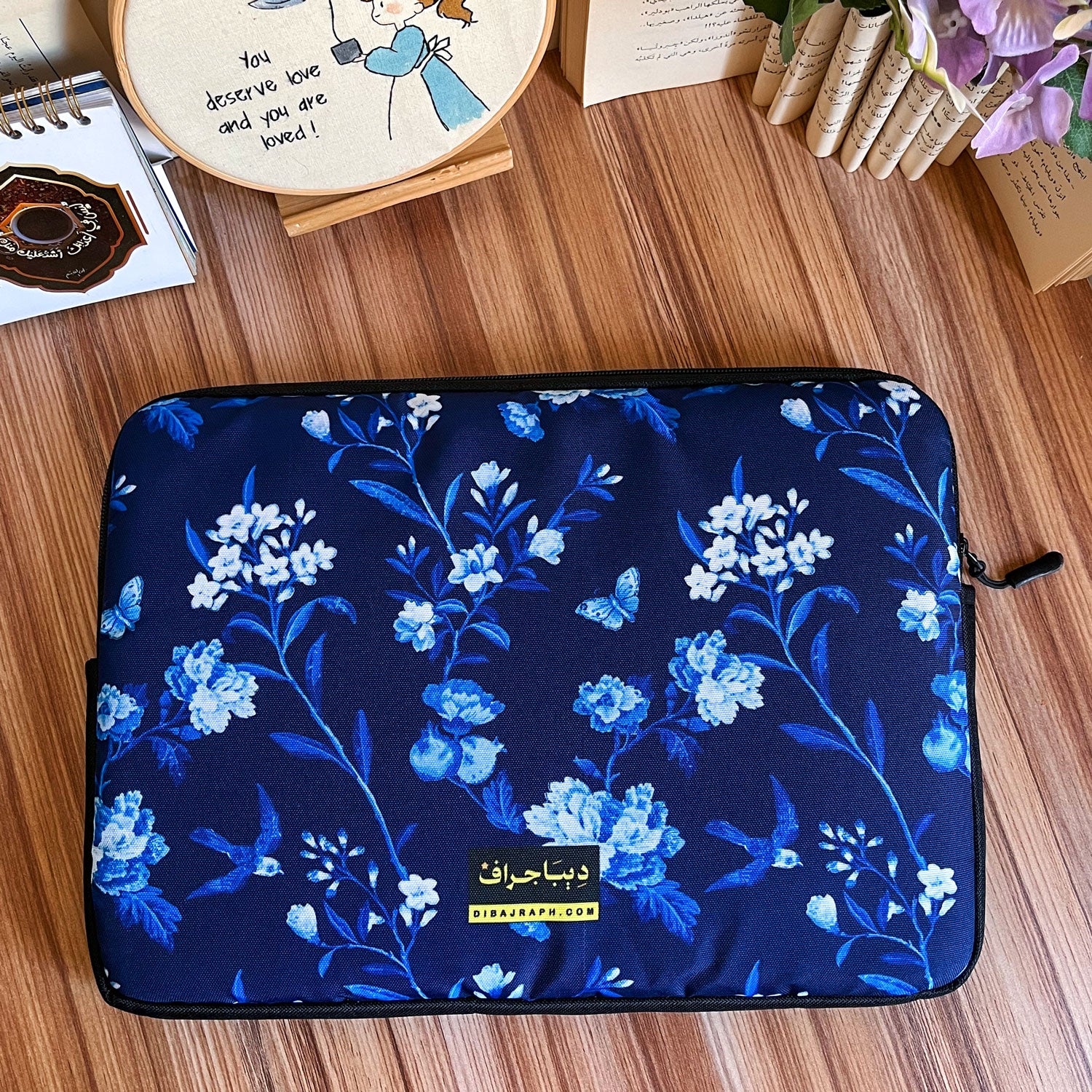 Dibajraph Laptop Sleeve – Dark Petal Elegance | Blank Design