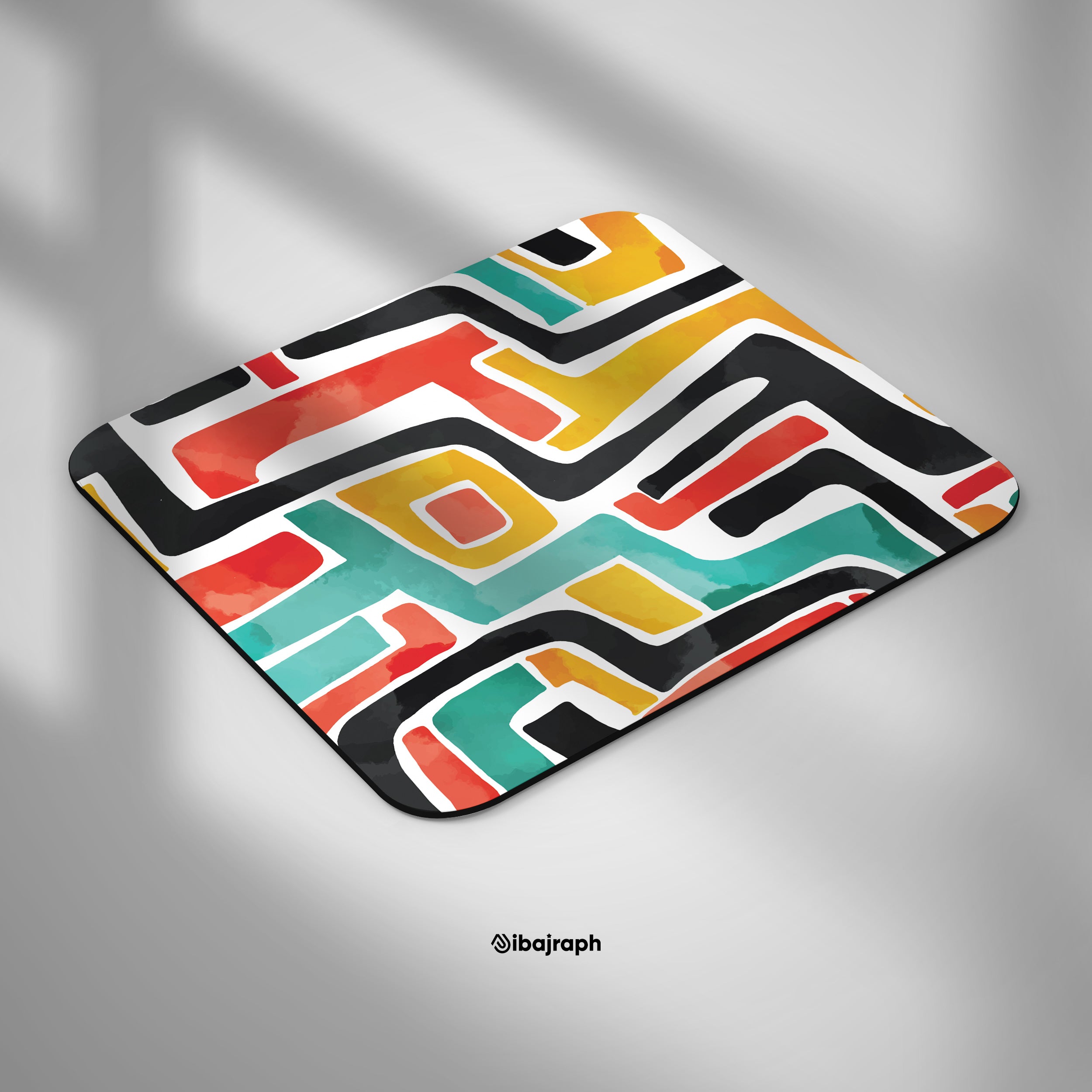 Dibajraph Mouse Pad – Retro Color Maze Abstract Pattern | Blank Design