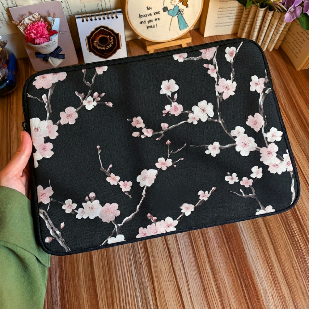 Dibajraph Laptop Sleeve – White Petal Elegance | Blank design