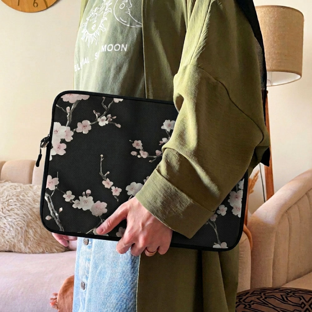 Dibajraph Laptop Sleeve – White Petal Elegance | Blank design