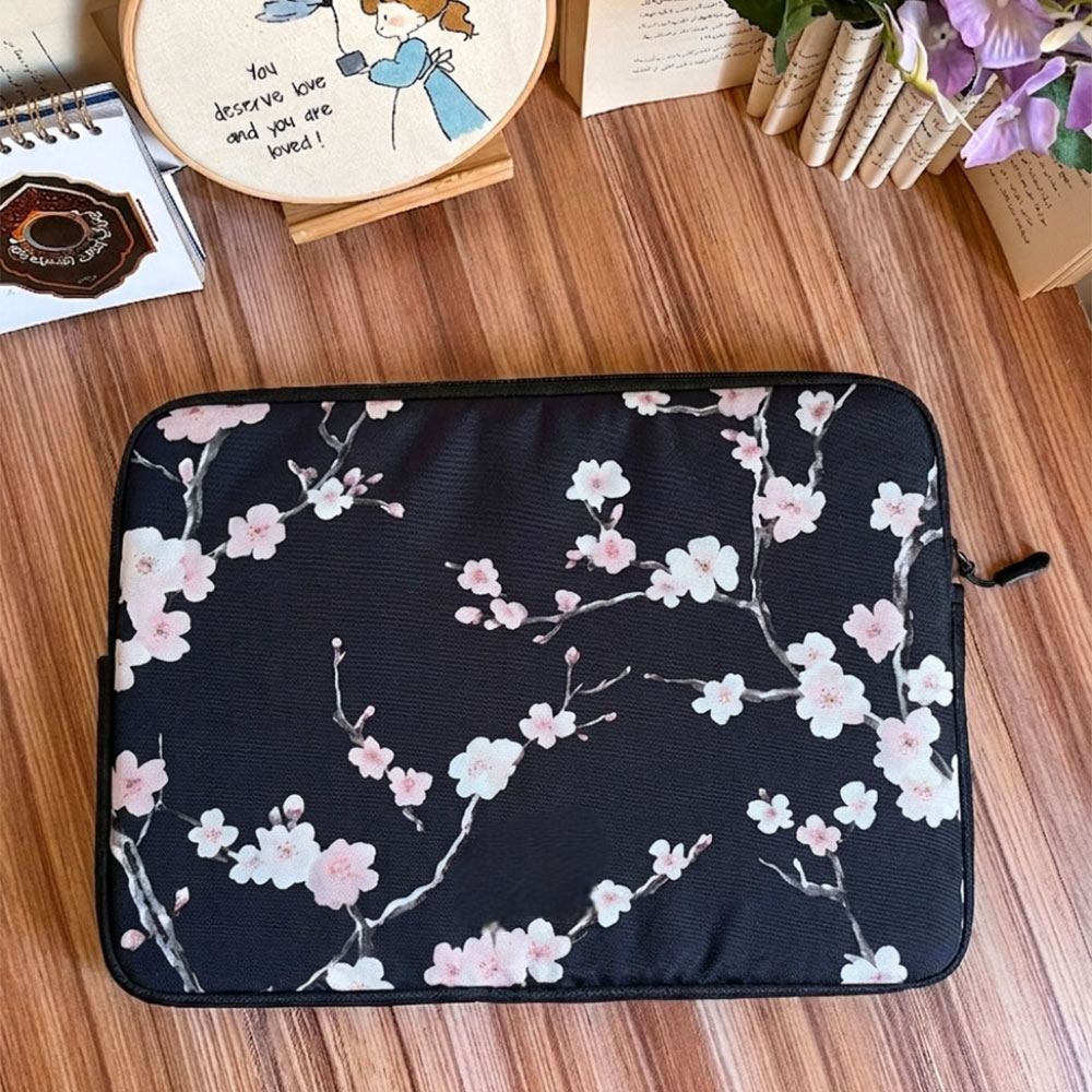 Dibajraph Laptop Sleeve – White Petal Elegance | Blank design