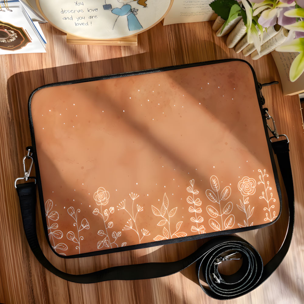 Dibajraph Laptop Sleeve – Beige Floral Pattern | Blank Design