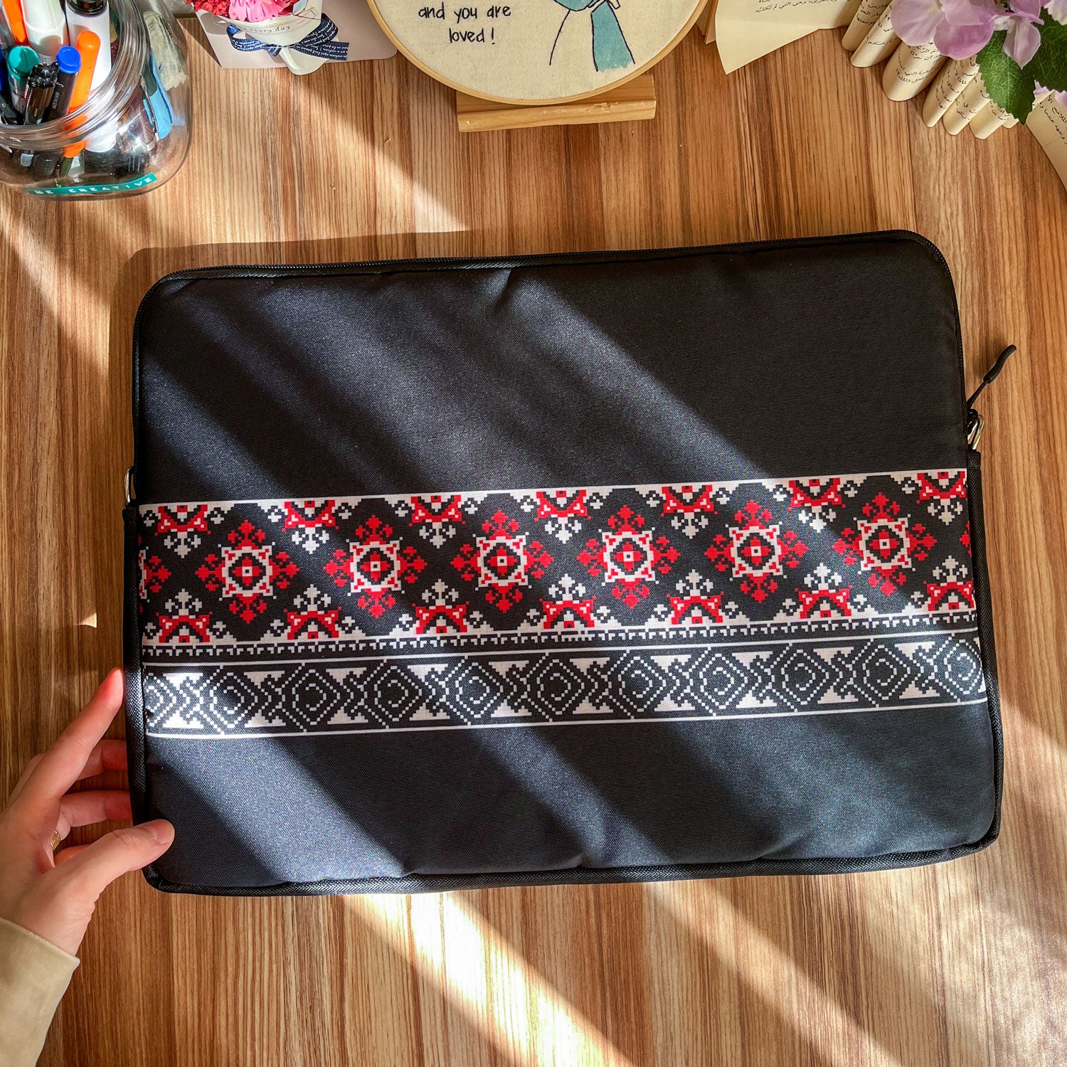 Dibajraph Laptop Sleeve – Tatreez Heritage Embroidery Pattern | Blank Design