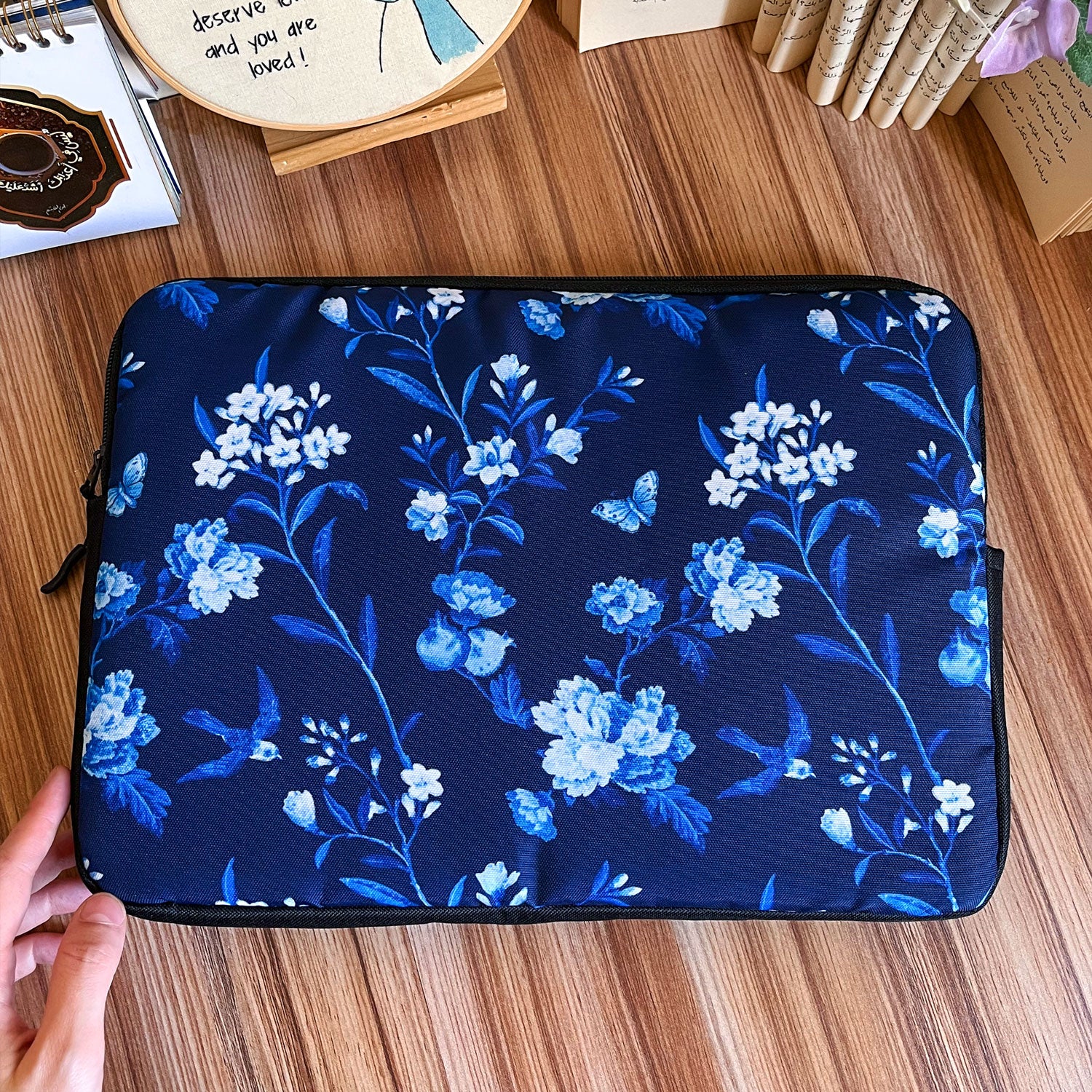 Dibajraph Laptop Sleeve – Dark Petal Elegance | Blank Design