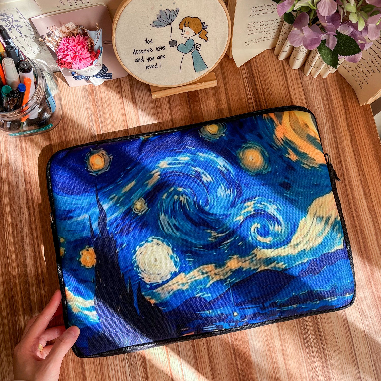 Dibajraph Laptop Sleeve – Van Gogh Starry Night Art | Blank Design