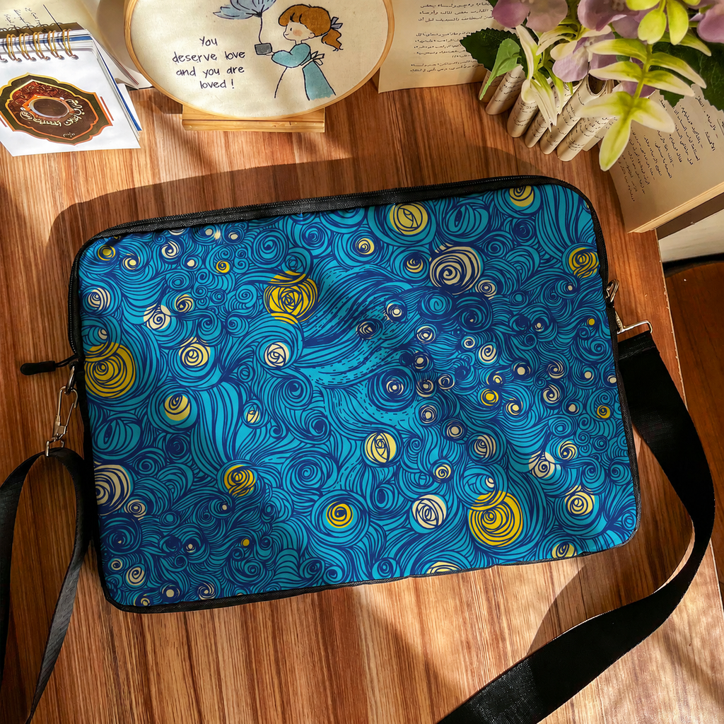 Dibajraph Laptop Sleeve – Starry Night Inspired Artistic Pattern | Blank Design