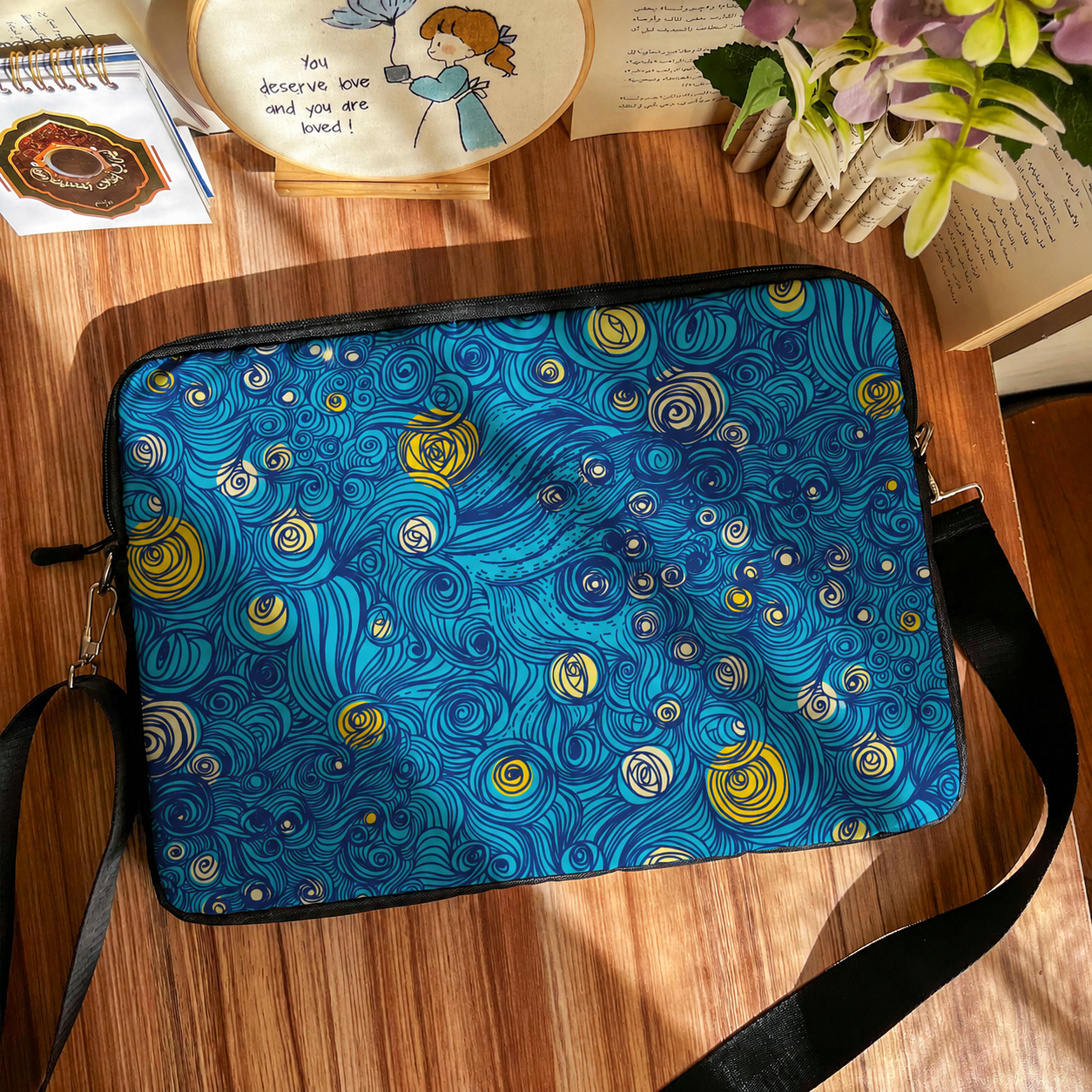 Dibajraph Laptop Sleeve – Starry Night Inspired Artistic Pattern | Blank Design